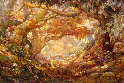 Image Painting, Fairytale Art, Fantasy Artist, Ethereal Art, Artist Websites, Environmental Art, Fantasy Landscape, In The Woods, Pretty Art