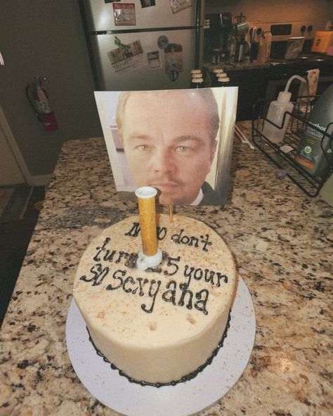 “nooo don’t turn 25 your SO sexy aha” @leonardodicaprio birthday aesthetic, trendy style, funny cake inspo, leonardo dicaprio birthday cake inspo Leonardo Dicaprio Birthday, Birthday Aesthetic, Cake Inspo, Trendy Style, Leonardo Dicaprio, Birthday Cake, Cake, Birthday, Funny