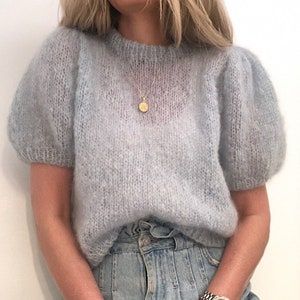 Puff Blouse, Pull Mohair, Mohair Knit, Mohair Sweater, Sweater Knitting Patterns, Pattern Sweater, 가을 패션, Knit Fashion, Fall Sweaters