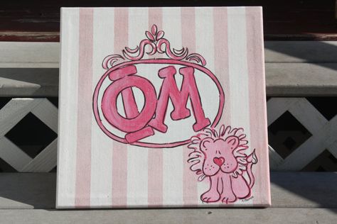 Darling idea for a gift. Phi Mu Canvas, Phi Mu Crafts, Big Little Canvas, Sorority Art, College Wall Art, Sorority Pr, Dorm Art, Alpha Phi Alpha, Pink Cowgirl