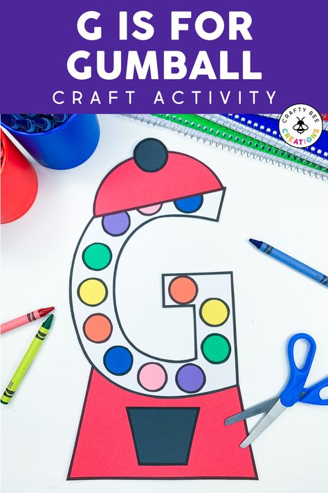 Use this adorable G is for Gumball craft to teach kids about the letter G. Work on fine motor skills, letter recognition, letter sounds, coloring, and so much more. Perfect for preschool and kindergarten centers, small groups, and reward parties. First Initial Craft Preschool, G Craft Preschool, G Letter Craft Preschool, Letter G Activities For Preschool Crafts, Letter G Craft For Preschoolers, G Is For Gumball Craft, G Letter Craft, Letter G Crafts For Preschool, Letter G Preschool Crafts