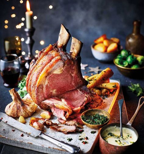 Marsala Gravy, Celeriac Gratin, Roast Rib Of Beef, Whole Roasted Garlic, Christmas Beef, Rib Of Beef, Béarnaise Sauce, Christmas Food Photography, Beef Rib Roast