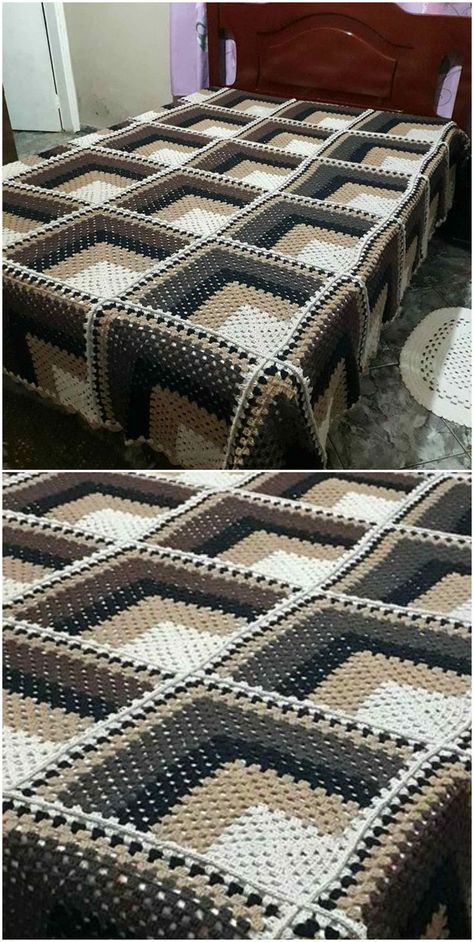 3d Crochet Blanket, 3d Crochet, Blanket Craft, Knitted Slippers Pattern, شال كروشيه, Confection Au Crochet, Crochet Bedspread, Crochet Blocks, Crochet Quilt