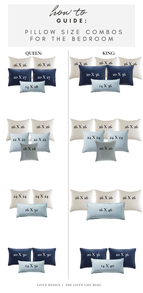 Bedroom Pillows Arrangement, Bed Pillow Arrangement, Pillow Size Guide, Bed Pillow Sizes, Bedroom Arrangement, Throw Bed, Cama King Size, Pillow Arrangement, Cama King