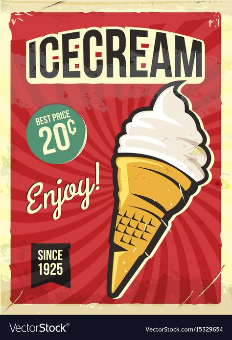 Ice Cream Sign, Sejarah Kuno, Futurisme Retro, Poster Vintage Retro, Seni Vintage, Retro Metal Signs, Vintage Advertising Posters, Vintage Poster Design, Iron Wall Decor