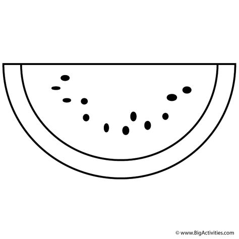 Watermelon Slice - Coloring Page (Fruits and Vegetables) Watermelon Coloring Page Free Printable, Watermelon Printable Free, Fruit Templates Free Printable, Watermelon Template Free Printable, Fruits To Draw, Watermelon Drawing For Kids, Fruits Template, Watermelon Template, Watermelon Outline