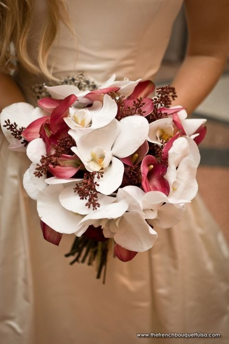 Wedding Bouquets Orchids, French Bouquet, Orchid Bouquet Wedding, Event Florals, Calla Lily Flowers, Red Orchids, Calla Lily Bouquet, Red Bouquet Wedding, Orchid Bouquet