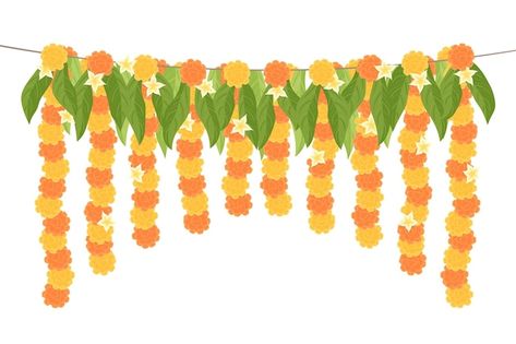 Hand drawn ugadi garland illustration | Premium Vector #Freepik #vector #flower-garland #indian-garland #gudi-padwa #ugadi-festival Flower Garland Illustration, Garland Template, Indian Garland, Garland Illustration, Ugadi Festival, 50th Wedding Anniversary Invitations, Indian Illustration, Gudi Padwa, Indian Flowers