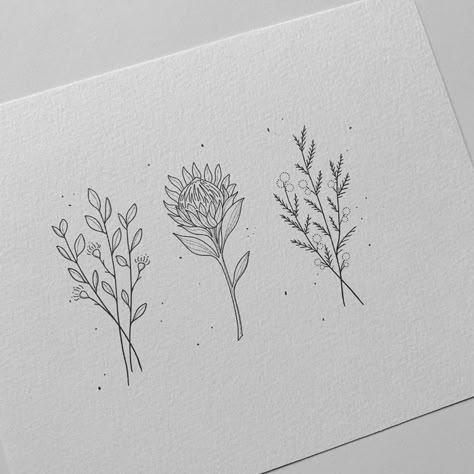 Mum Tattoo, Africa Tattoos, Australian Tattoo, Native Tattoos, Line Art Flowers, Australian Wildflowers, Bouquet Tattoo, Wildflower Tattoo, Flower Line Drawings