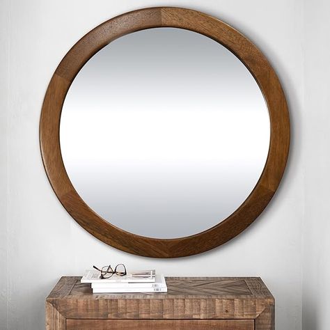 Amazon.com: Round Mirror 36 Inch,Wood Rustic Bathroom Tempered Wall Mirror with Walnut Frame,Farmhouse Wooden Vanity Circle Mirror for Living Room,Entryway or Bedroom（Walnut Brown） : Home & Kitchen Vanity Circle Mirror, Mirror For Living Room, Rustic Mirror, Functional Bathroom, Rustic Wall Mirrors, Wooden Vanity, Circle Mirror, Rustic Mirrors, Living Room Entryway