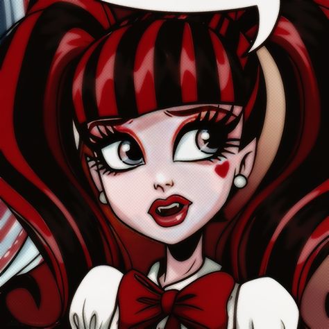 Red Monster High, Red Draculaura, Draculaura Icon, Red Hair Halloween Costumes, Draculaura Aesthetic, Monster High Makeup, Scene Core, Monster High Pictures, Aesthetic Grunge Outfit