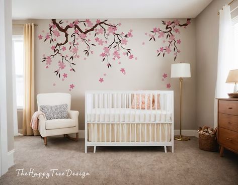 TheHappyTreeDesign - Etsy Latvia Announcement Pictures, Kids Room Murals, Picture Tree, Branch Art, Tree Mural, Nursery Mural, Blossom Branch, Tree Decals, Baby Room Inspiration