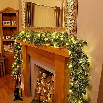 Pre Lit Christmas Garland, Fireplace Wreath, Xmas Fireplace, Led Garland, Pre Lit Garland, Christmas Berries, Warm White Led Lights, Christmas Decorations Garland, Artificial Garland