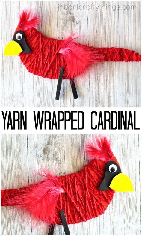 This yarn wrapped cardinal craft is bright and beautiful and perfect for a winter kids craft and for strengthening fine motor muscles. Fine motor activity, bird crafts, preschool crafts, fun kids crafts ideas. Kids Crafts Ideas, Bird Crafts Preschool, Fun Kids Crafts, Preschool Thanksgiving, Fine Motor Activity, Thanksgiving Preschool, Crafts Preschool, Preschool Fine Motor, Thanksgiving Crafts For Kids