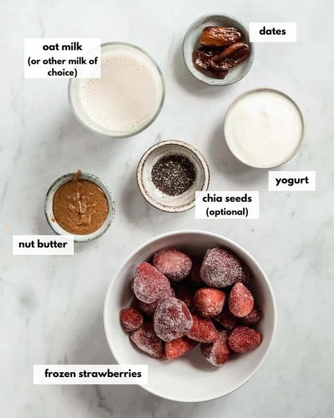 Healthy Strawberry Smoothie (without banana) - Wholefood Soulfood Kitchen Smoothie Strawberry, Banana Strawberry Smoothie, Healthy Strawberry Smoothie, Strawberry Smoothie Without Banana, Smoothie Recipes Without Banana, Strawberry Smoothie Recipe Healthy, Strawberry Date Smoothie, Healthy Strawberry Banana Smoothie, Smoothies Without Bananas