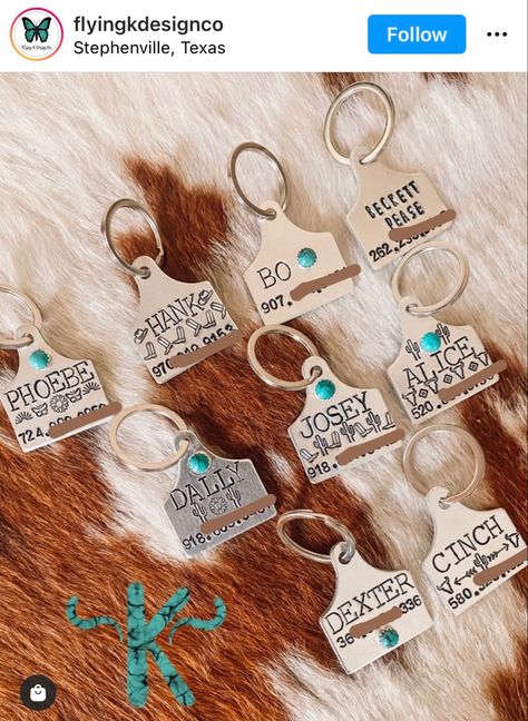 Western Dog Tags, Stamped Jewelry Ideas Western, Metal Stamped Jewelry Ideas, Western Small Business Ideas, Western Stamped Jewelry, Stamped Jewelry Ideas, Shotgun Shell Crafts, Random Wishlist, Cowhide Decor