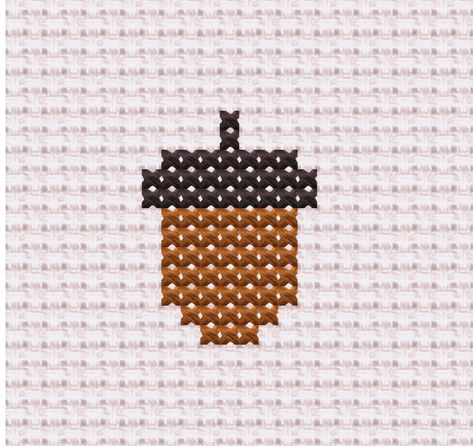 Simple and Rustic Acorn, Easy Pattern, Counted Cross Stitch Chart, Primitive Fall Decor Projects, Modern X Stitch for Beginners and Children - Etsy Easy Cross Stitch Patterns Free Simple, Cute Small Cross Stitch, Small Cross Stitch Patterns Free, Tiny Cross Stitch Patterns, Fall Pixel Art, Cross Stitch Grid, Simple Cross Stitch Patterns, Thanksgiving Cross Stitch, Mushroom Cross Stitch