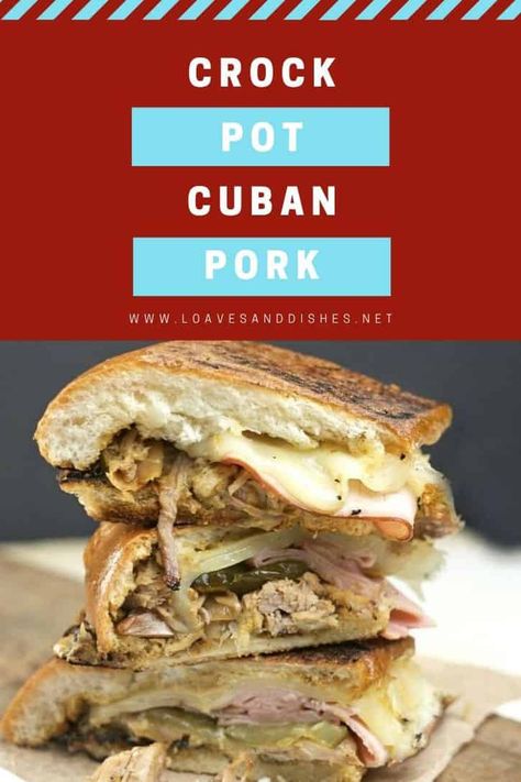 Meaty, flavorful, simple, and delicious! That’s what you get with crock pot Cuban pork for making delicious Cuban sandwiches! #cuban #pork #crockpot Cuban Pork Crockpot, Pork Crockpot, Cooking Pork Roast, Cuban Sandwiches, Cuban Pork, Slow Cooker Pork Tenderloin, Cuban Sandwich, Fav Food, Crockpot Pork