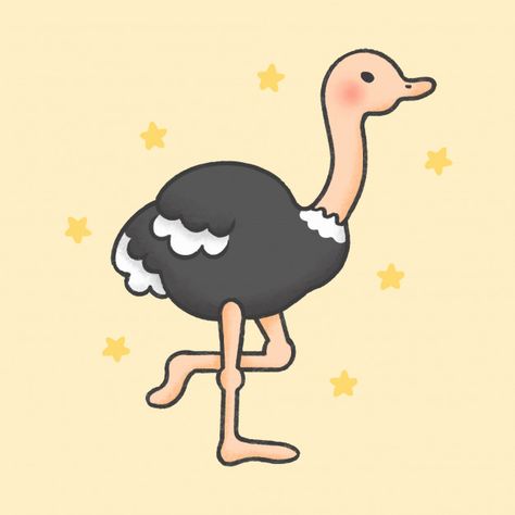 Ostrich cartoon hand drawn style Premium Vector Ostrich Drawing, Easy Animal Drawings, Sweet Drawings, Cartoon Drawings Of Animals, Animal Doodles, Kids Art Class, Cute Animal Drawings Kawaii, Cute Cartoon Drawings, Cartoon Drawing