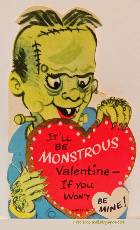 vintage everyday: 50 Strange and Unintentionally Funny Vintage Valentine's Day Cards Weird Valentines, Selamat Hari Valentine, Monster Valentines, Childrens Valentines, Vintage Valentine Cards, Valentines Greetings, Retro Valentines, My Funny Valentine, Arte Inspo