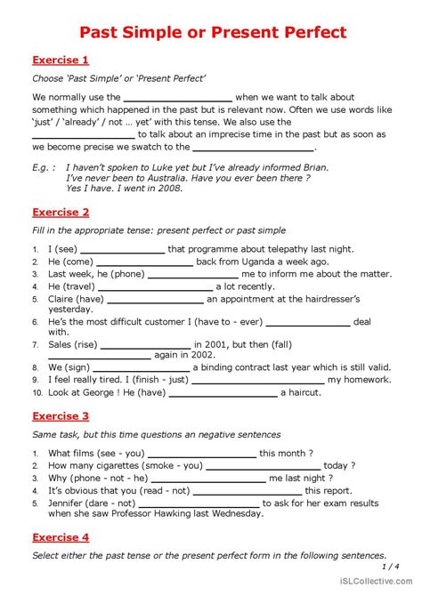 Past Simple or Present Perfect: English ESL worksheets pdf & doc Past Perfect Worksheets, Present Perfect Worksheets, Past Simple Vs Present Perfect, Negative Sentences, English Tenses, Esl Grammar, Past Simple, Perfect Tense, English Exercises