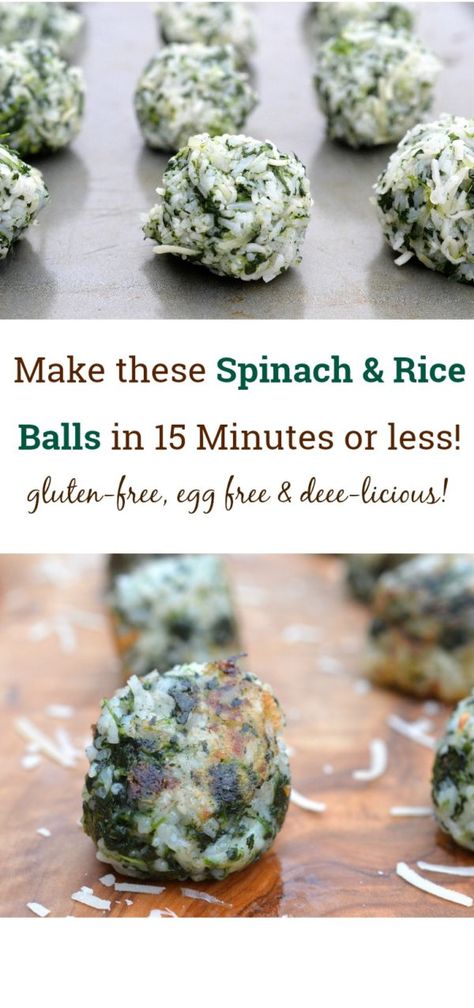 Spinach Balls Recipe, Rice And Spinach, Spinach Balls, Food Sandwiches, Cheesy Rice, Spinach Rice, Healthy Rice, Vegan Rice, Amazing Appetizers