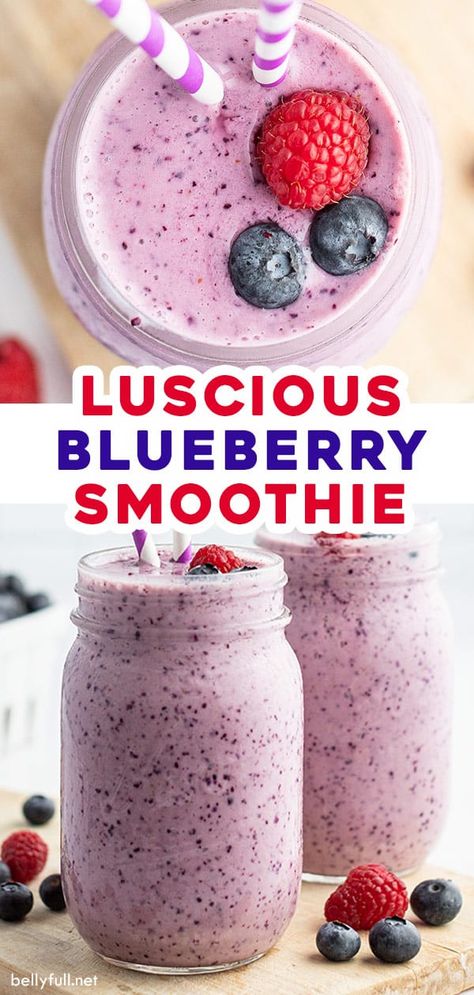 Blueberry Raspberry Smoothie, Easy Blueberry Smoothie, Blueberry Banana Smoothie Recipe, Basic Smoothie, Strawberry Blueberry Smoothie, Smoothie Without Yogurt, Berry Smoothies, Blueberry Smoothie Recipe, Banana Yogurt