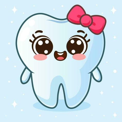 Tooth Vector, Happy Tooth, Dentist Art, Tooth Icon, Tooth Cartoon, Illustration For Children, Cute Tooth, Girl Character, Logo Banners