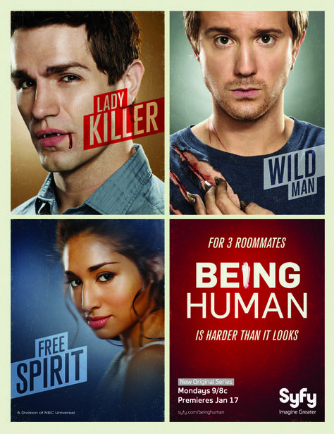 Being Human (US) being-human-us-season-1-poster – TVpedia Carina Round, Sam Huntington, Meaghan Rath, Being Human, Vampire Academy, Lost Girl, Me Tv, Normal Life, Best Tv Shows