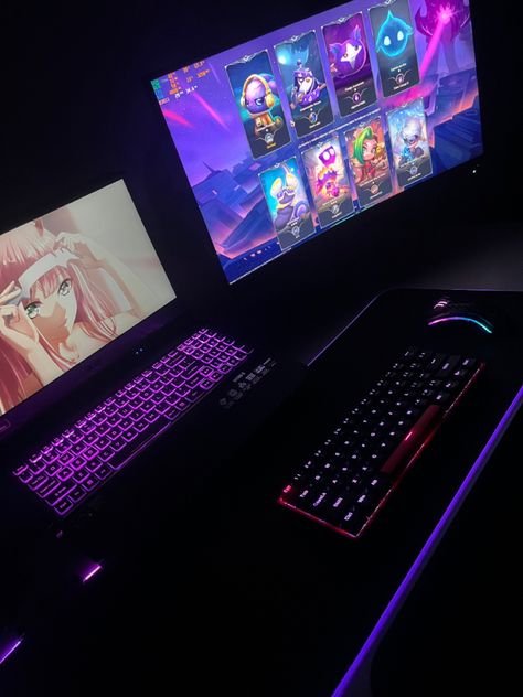 Online Gaming Aesthetic, Gaming Laptop Setup Ideas, Aesthetic Laptop Setup, Gaming Laptop Setup, Setup Laptop, Aesthetic Setup, Laptop Setup, Laptop Gaming Setup, Gamer Laptop