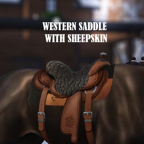 WESTERN SADDLE WITH SHEEPSKIN & PAD | Patreon Sims 4 Pets Mod, Sims Pets, Sims Medieval, Sims 3 Mods, Sims 4 Tsr, Sims 4 Challenges, Sims Packs, Tumblr Sims 4, Sims 4 Gameplay