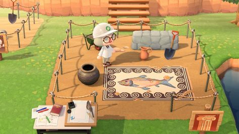 Acnh Archaeology Site, Animal Crossing Archaeology, Acnh Archaeology, Skye Acnh, Jungle Acnh, Acnh Codes, Roman Mosaic, Acnh Ideas, Island Design