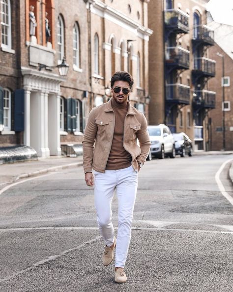 Rowan Row on Instagram: “HOW I TAKE MY INSTAGRAM PICTURES??? My latest YouTube video explains every single step on how to take professional images by yourself…” Mens Cream Jacket Outfit, Sand Suit Men, Cream Shoes Outfit Men, Men Beige Outfit, Cream Jacket Outfit Men, Beige And Brown Outfit Ideas, Cream Jacket Outfit, Mens Winter Fashion Outfits, Mens Smart Casual Outfits