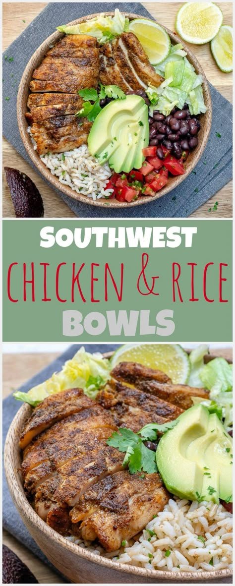 Southwest Chicken + Rice Bowls for Epic Clean Eating Meal Prep! | Clean Food Crush Meat And Veggie Meals Clean Eating, Breakfast Bowl Meal Prep, Southwest Chicken Rice, Cfc Recipes, Bowl Meal Prep, Clean Food Crush Recipes, Clean Dinners, Clean Eating Meal Prep, Clean Meal Prep