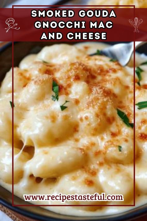 This recipe combines rich, smoky Gouda cheese with tender potato gnocchi for an elevated take on mac and cheese. The creamy cheese sauce with hints of sharp cheddar and Parmesan makes for a comforting and flavorful dish. Gnocchi Mac And Cheese, Gouda Mac And Cheese, Mac And Cheese Sauce, Creamy Cheese Sauce, Smoked Gouda Cheese, Potato Gnocchi, Gouda Cheese, Smoked Gouda, Cheesy Pasta