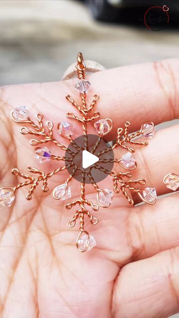 Lan Anh Handmade on Instagram: "how to make wire jewelry at home | Snowflakes pendant  #shortsvideo #handmade #diy" Wire Wrapped Snowflake, Make Wire Jewelry, Wire Snowflake, Twisted Jewelry, Wire Projects, Twist Jewelry, Snowflake Pendant, Christmas Crafts For Gifts, Beaded Crafts