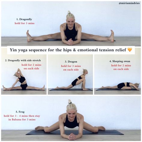 Yin yoga for the hips & emotional tension relief Yin Yoga Sequence, Tension Relief, Yoga Tutorial, Practice Yoga, Exercise Tips, Restorative Yoga, Emotional Wellbeing, Yin Yoga, Yoga Pose