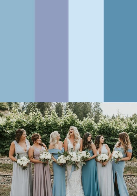 13 Mismatched Bridesmaid Dress Color Palettes | Junebug Weddings Bright Different Color Bridesmaid Dresses, Uncoordinated Bridesmaid Dresses, Different Colour Bridesmaid Dresses, Multi Color Bridesmaid Dresses, Bridesmaid Dresses Different Colors, Jewel Tone Bridesmaid, Bridesmaid Color Palette, Bridesmaid Dresses Color Palette, Mismatched Bridesmaid Dresses Blue