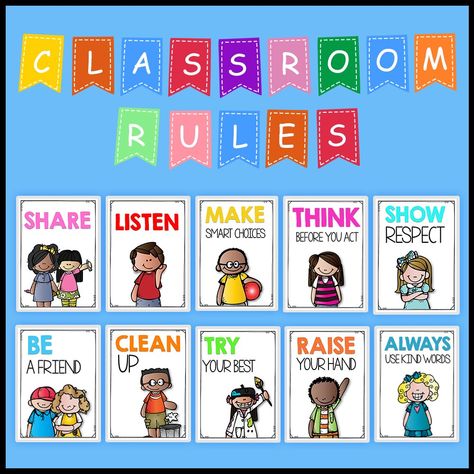 10pcs Classroom Rules A4 Educational Posters Classroom Decoration BB5 Classroom Rules Poster Elementary, Kindergarten Classroom Rules, Preschool Classroom Rules, English Classroom Posters, Class Rules Poster, Welcome To Kindergarten, Rules Poster, Posters Classroom, Classroom Rules Poster