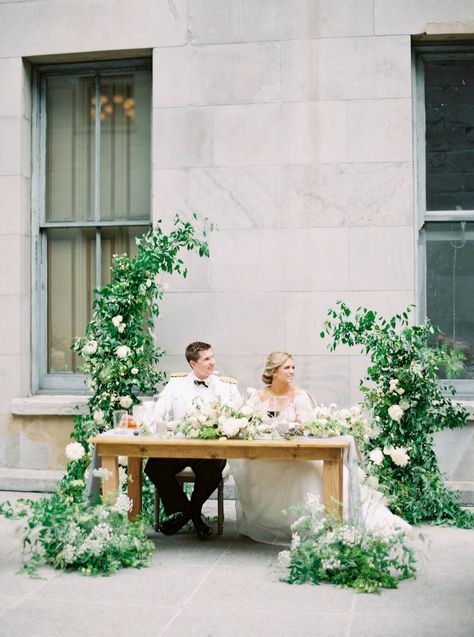 Bride Groom Table, Sweetheart Table Decor, Sweetheart Table Wedding, Bridal Table, Reception Design, Organic Wedding, Neutral Wedding, Wedding Costs, Floral Arch