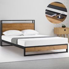 Double Beds & Bed Frames | Temple & Webster Timber Bed Frame, Contemporary Living Room Chairs, Beds Double, Timber Bed Frames, Steel Bed Design, Timber Bed, Industrial Bed, Minimalist Furniture Design, Timber Beds