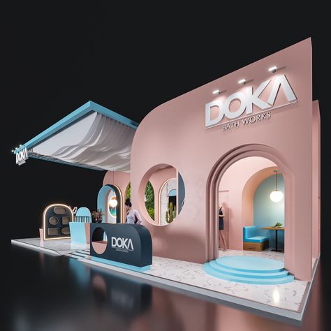 DOKA on Behance Illustration Exhibition, Fair Stand, Event Booth Design, Trade Show Design, Retail Store Interior Design, Exhibition Stall Design, Concept Models Architecture, Event Booth, Exhibition Stall