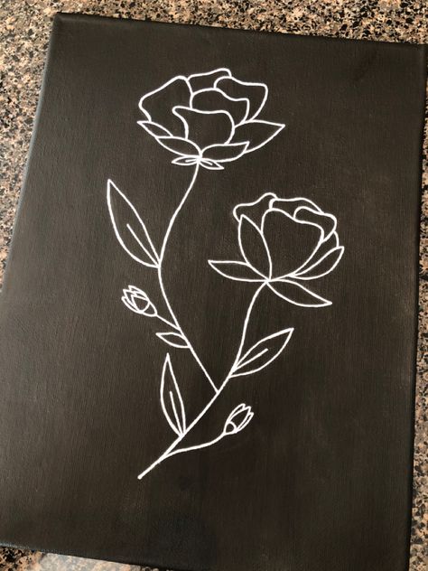 Black Canvas Butterfly Painting, Black Panting Idea, What To Paint With A Black Background, Simple Paintings Black And White, Cute Paintings With Black Background Easy, Black And White Art Canvas, Cute Painting Ideas On Black Canvas, Cute Black Paintings, Things To Draw Black And White