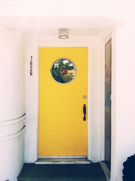 yellow. Bonnie Tsang, Circle Window, Mini Loft, Porthole Window, Yellow Door, Round Window, Yellow Doors, Cool Doors, Home Doors