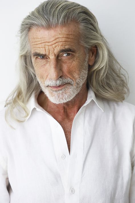 Long Grey Hair Men, Older Mens Long Hairstyles, Bible People, Older Mens Hairstyles, Moustaches Men, Grey Hair Men, Growing Older, Grey Beards, Handsome Older Men