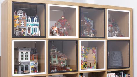 Brick Fanatics on Twitter: "LEGO display windows for the IKEA Kallax convert one of the most satisfying ways to display your LEGO into truly the only way to display your LEGO. https://t.co/XYz8MAbXjj #LEGO #WickedBrick #IKEAKallax… https://t.co/YOeTRc7dZt" Lego Cabinet Ideas, Ikea Lego Display Cabinet, Lego Display Cabinet Ideas, Lego Build Display Ideas, Lego Shelf Ideas, How To Display Lego Sets, Lego Cabinet, Lego Collection Display, Lego Vitrine