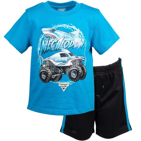 PRICES MAY VARY. Jersey Graphic T-Shirt: 100% Cotton; Mesh Shorts: 100% Polyester Imported Pull On closure Machine Wash Officially licensed Monster Jam Trucks big boys short sleeve graphic tee shirt and cute and stylish shorts Screen print design featuring the iconic Megalodon and his awesome corresponding monster truck with built in shark teeth jaws and fins Comfortable and athletic for an active lifestyle; Rib knit crew-neck collar; Awesome screen print design Contrast taping; Breathable mesh; Mesh Shorts Outfit, Monster Jam Trucks, Grave Digger, Monster Jam, Shorts Outfit, Mesh Shorts, Screen Printing Designs, Back To School Outfits, Clothing Essentials