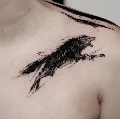 Scandinavian Tattoo, Wolf Tattoos Men, Wolf Tattoo Design, Red Ink Tattoos, Horror Tattoo, Thigh Tattoos Women, Subtle Tattoos, Wolf Tattoos, Wolf Tattoo