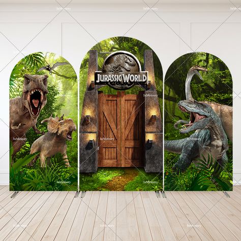 Jurassic World ParK Boy Birthday Party Decoration Arch Backdrop Cover Jungle Party Wild one Dinosaur Jurassic Park Party Ideas, Jurassic World Birthday Party, Jurassic Park Birthday Party, Chiara Arch, Dinosaurs Birthday, Jurassic Park Party, Dinosaur Birthday Theme, Jurassic Park Birthday, Background For Photo