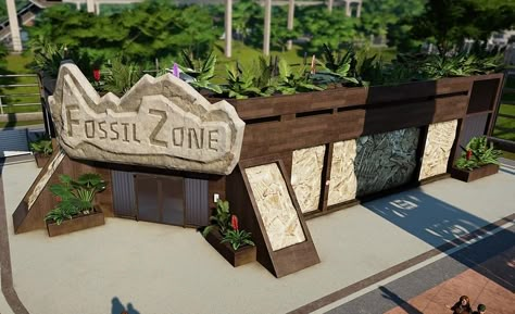 Zoo Building, Dino Museum, Zoo Project, Zoo Architecture, City Zoo, Planet Coaster, Tropical House, Minecraft Architecture, Dark Art Illustrations